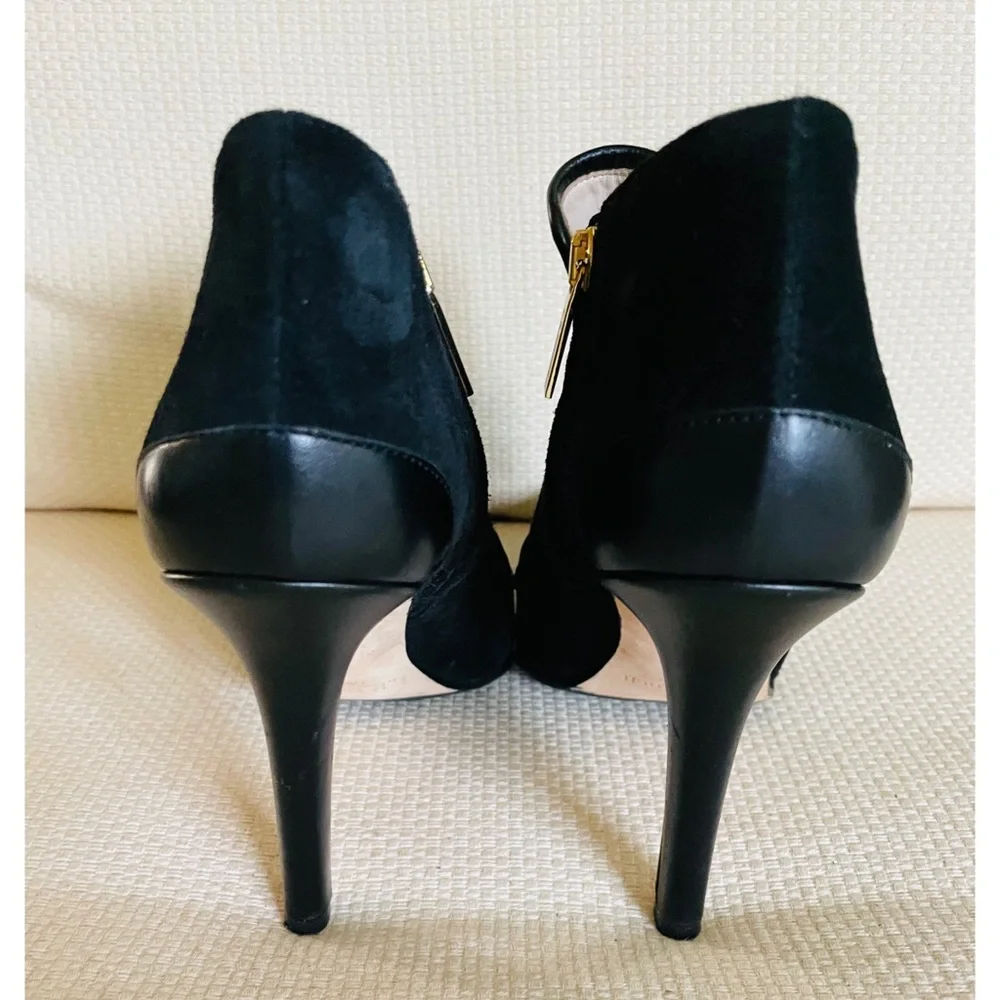 L.K. BENNETT Suede Leather Black Booties Shoes Size 39